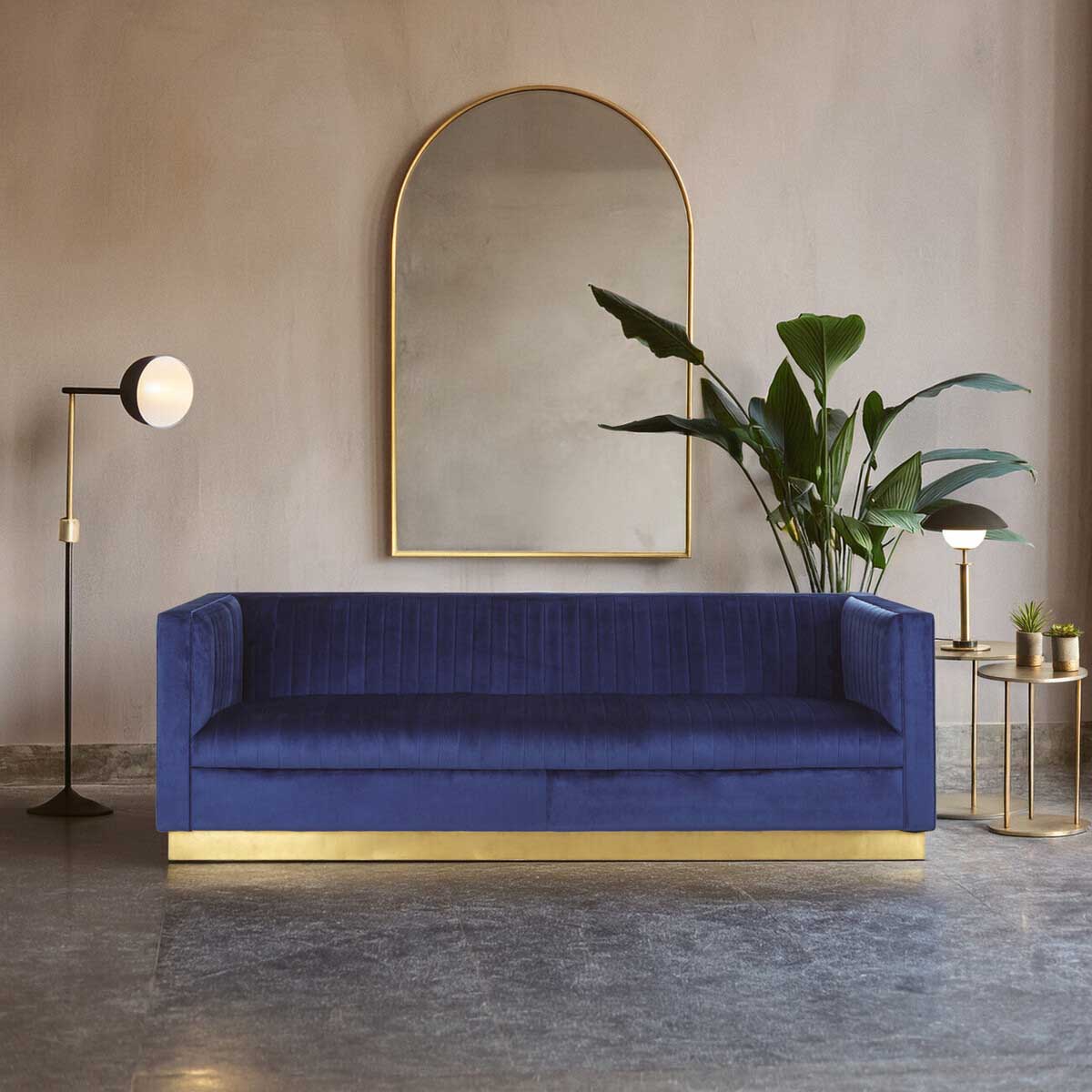 Opal 3 Seat Deep Blue Sofa