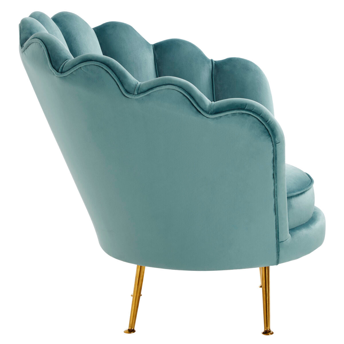 Ovala Aqua Velvet Scalloped Chair