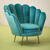 Ovala Aqua Velvet Scalloped Chair
