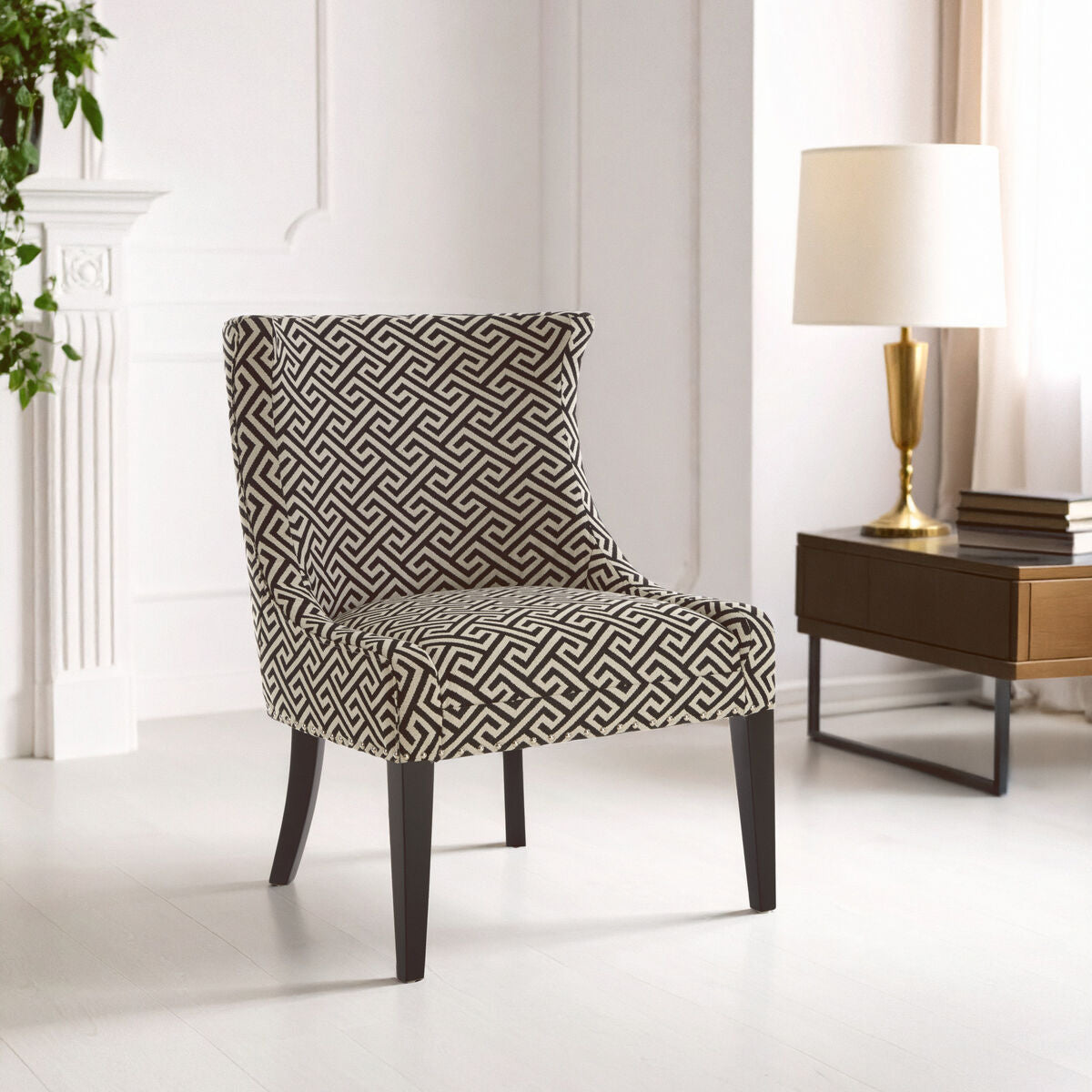 Regents Park Greek Key Design Wingback Lounge Chair
