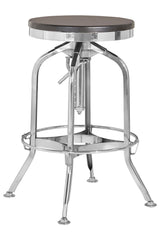 Gator Ash Wood And Silver Chrome Metal Stool