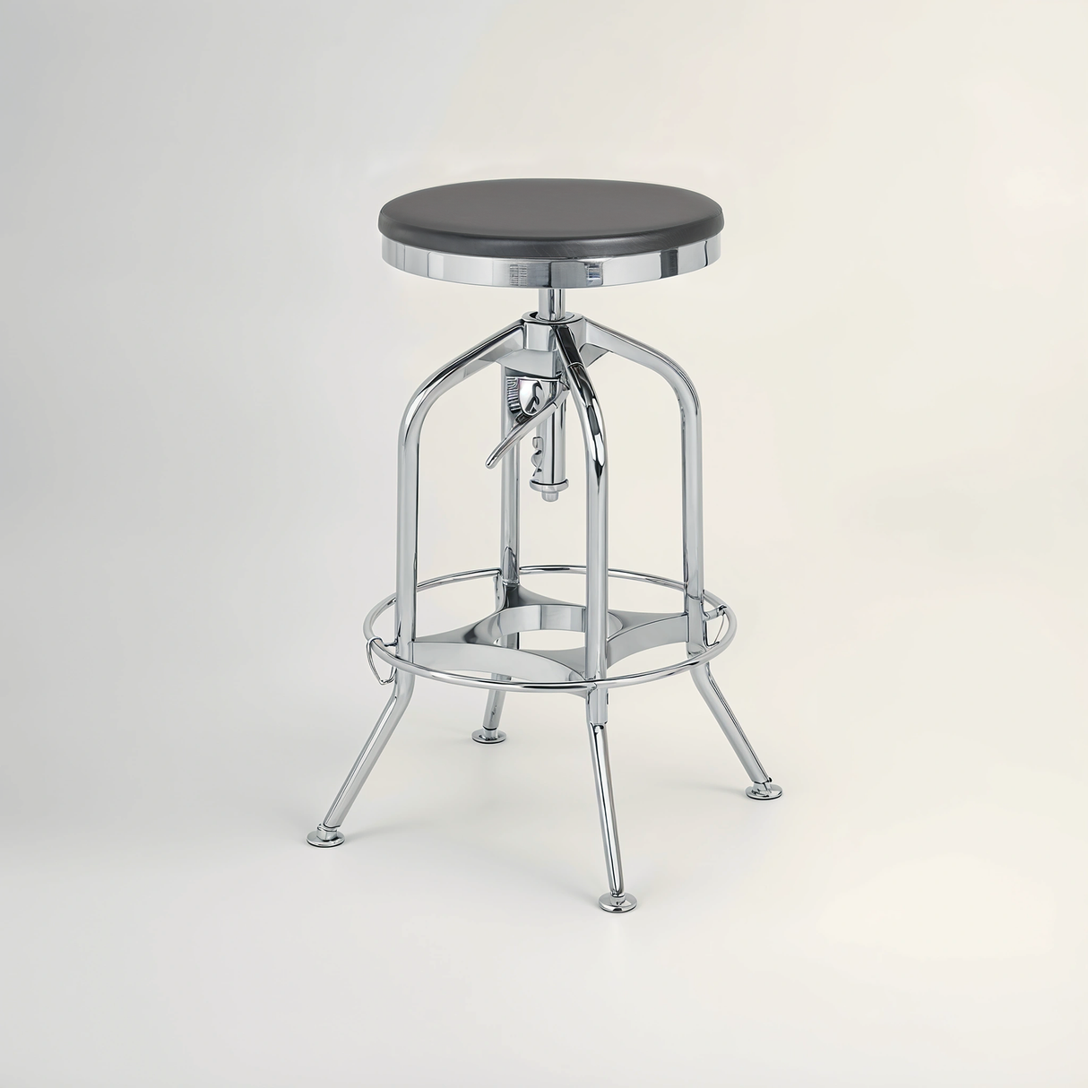 Gator Ash Wood And Silver Chrome Metal Stool