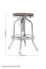 Gator Ash Wood And Silver Chrome Metal Stool