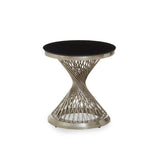 Anzio Hourglass Side Table with Silver Base