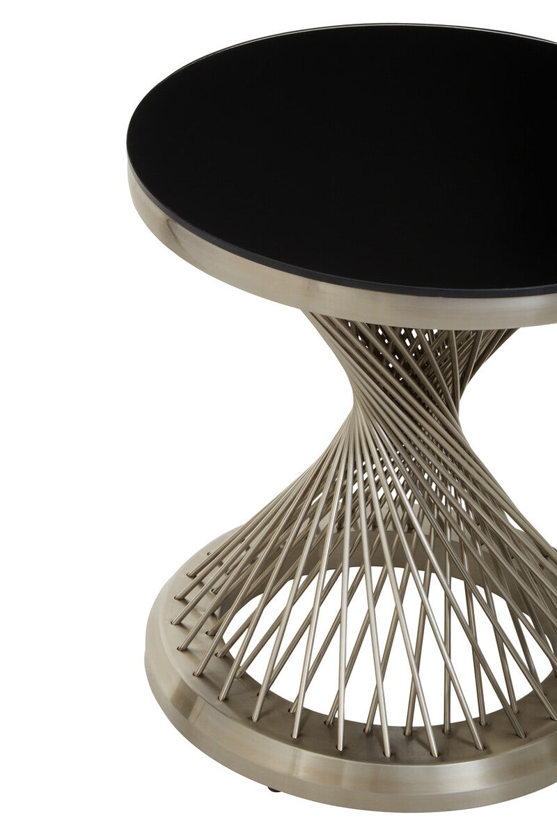 Anzio Hourglass Side Table with Silver Base
