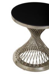 Anzio Hourglass Side Table with Silver Base