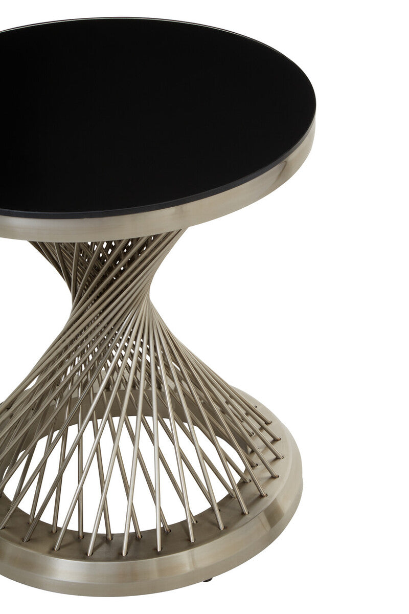 Anzio Hourglass Side Table with Silver Base