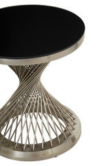 Anzio Hourglass Side Table with Silver Base