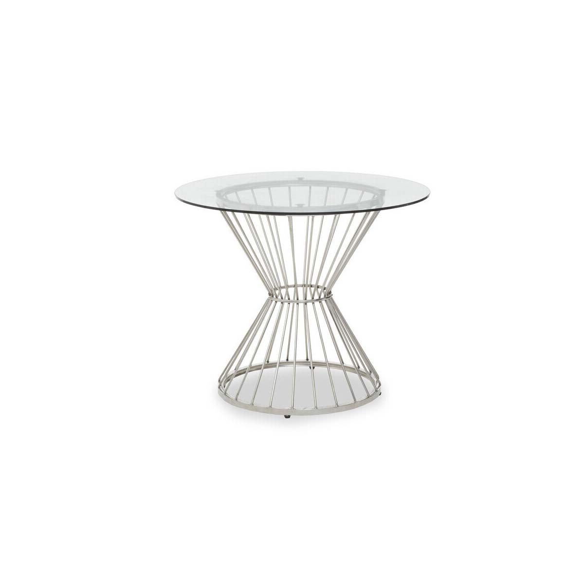 Anzio Hourglass Dining Table with Clear Glass and Silver Base