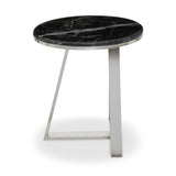 Alvaro Round Side Table With Black Marble Top