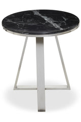 Alvaro Round Side Table With Black Marble Top