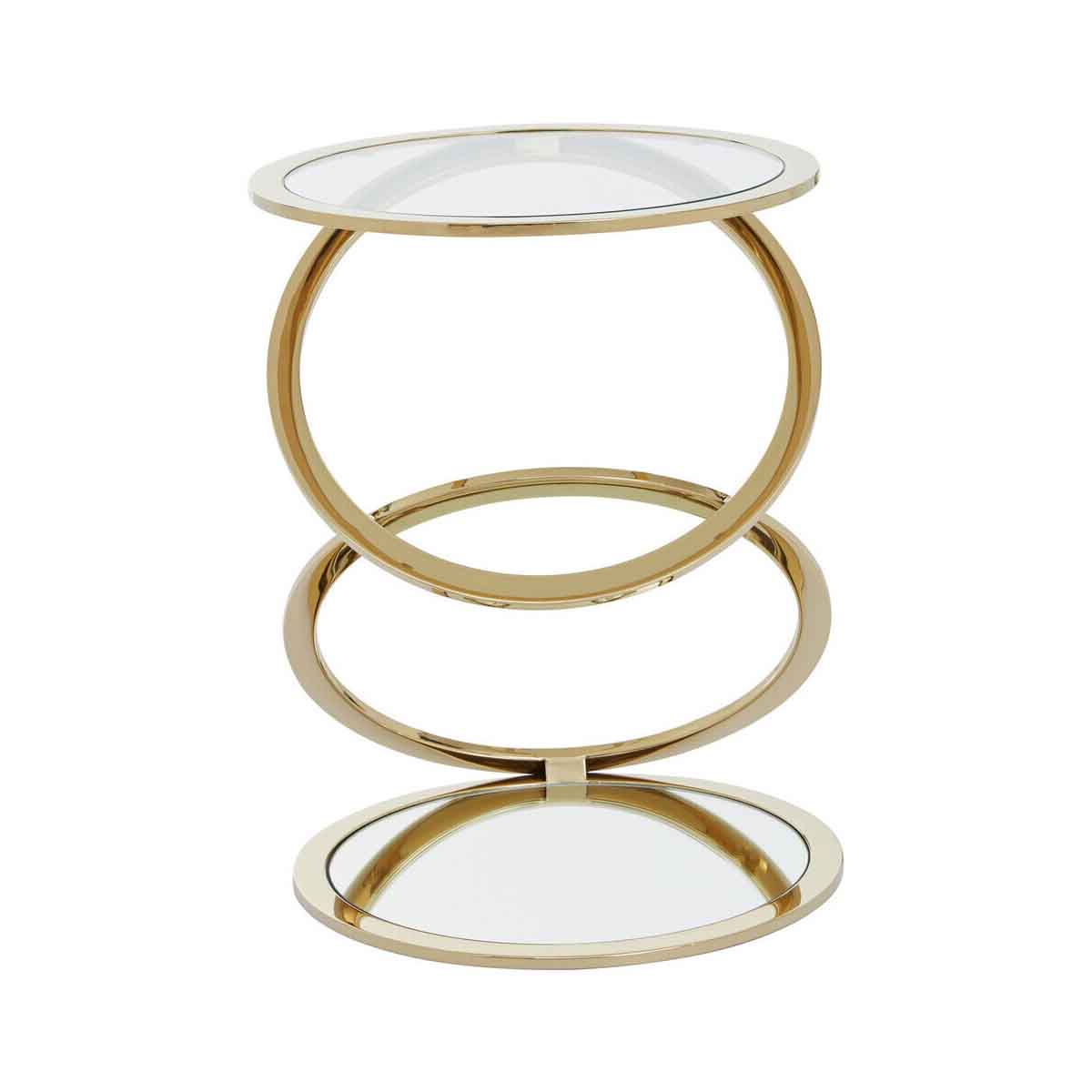 Oria Clear Glass End Table With Warm Metallic Frame