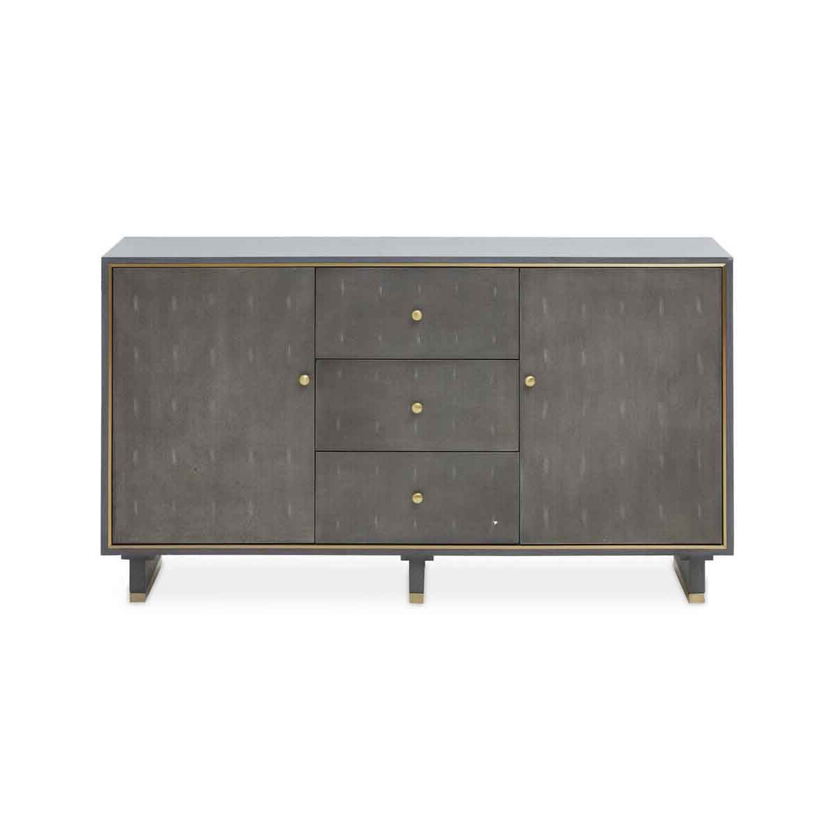 Deskey Grey Shagreen Effect Three Drawer Sideboard
