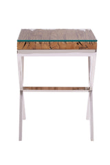 Kerala Natural Top Side Table With Cross Base