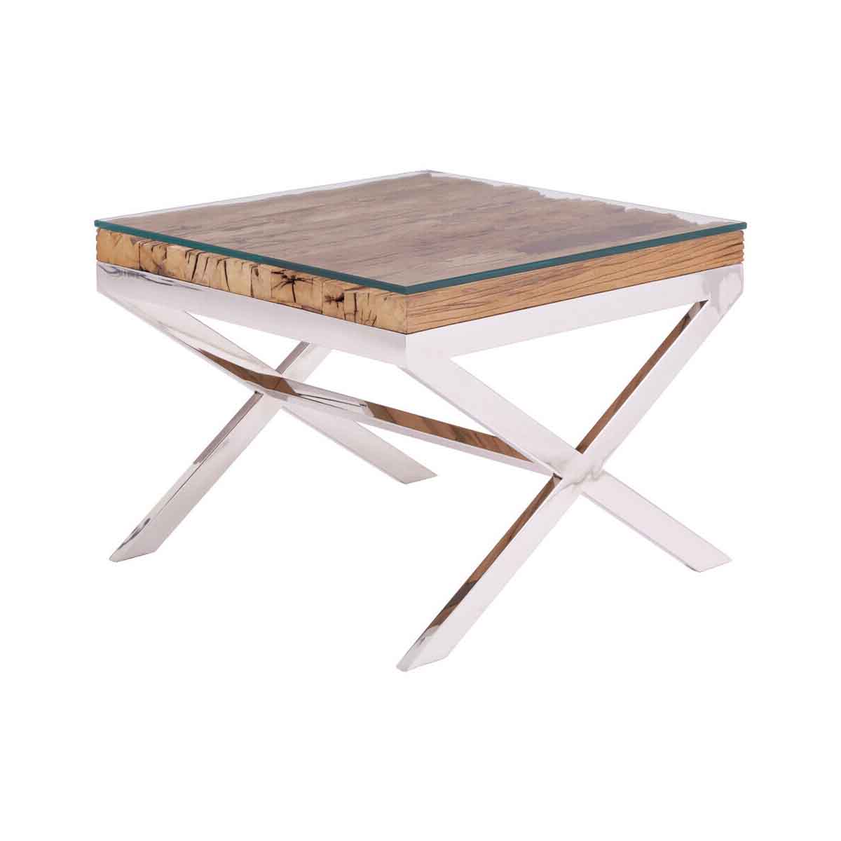 Kerala Natural Top End Table With Cross Base