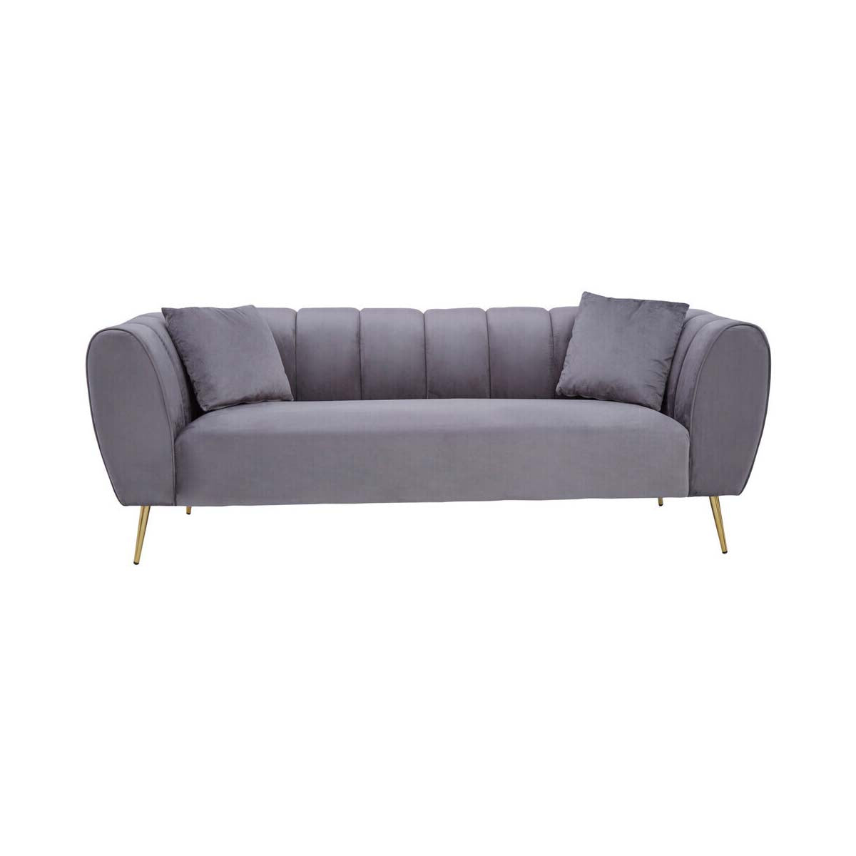 Florine Three Seater Grey Velvet Sofa