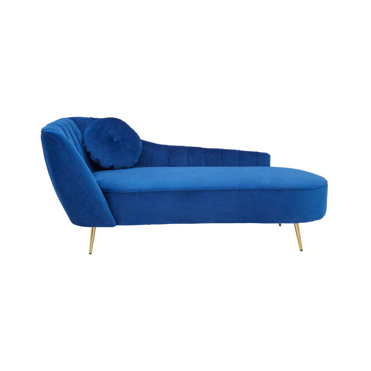 Felizia Midnight Blue Velvet Left Arm Chaise Lounge