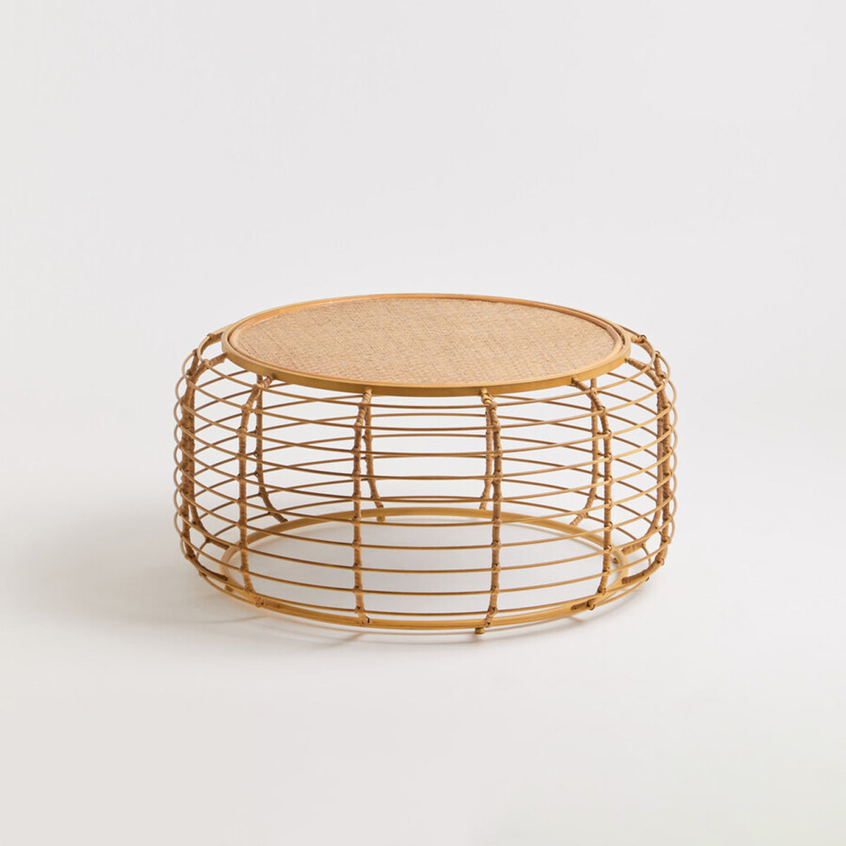 Trento Round Coffee Table With Rattan Top