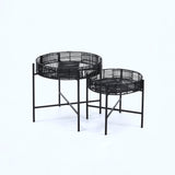 Batu Set Of 2 Black Rattan Side Tables