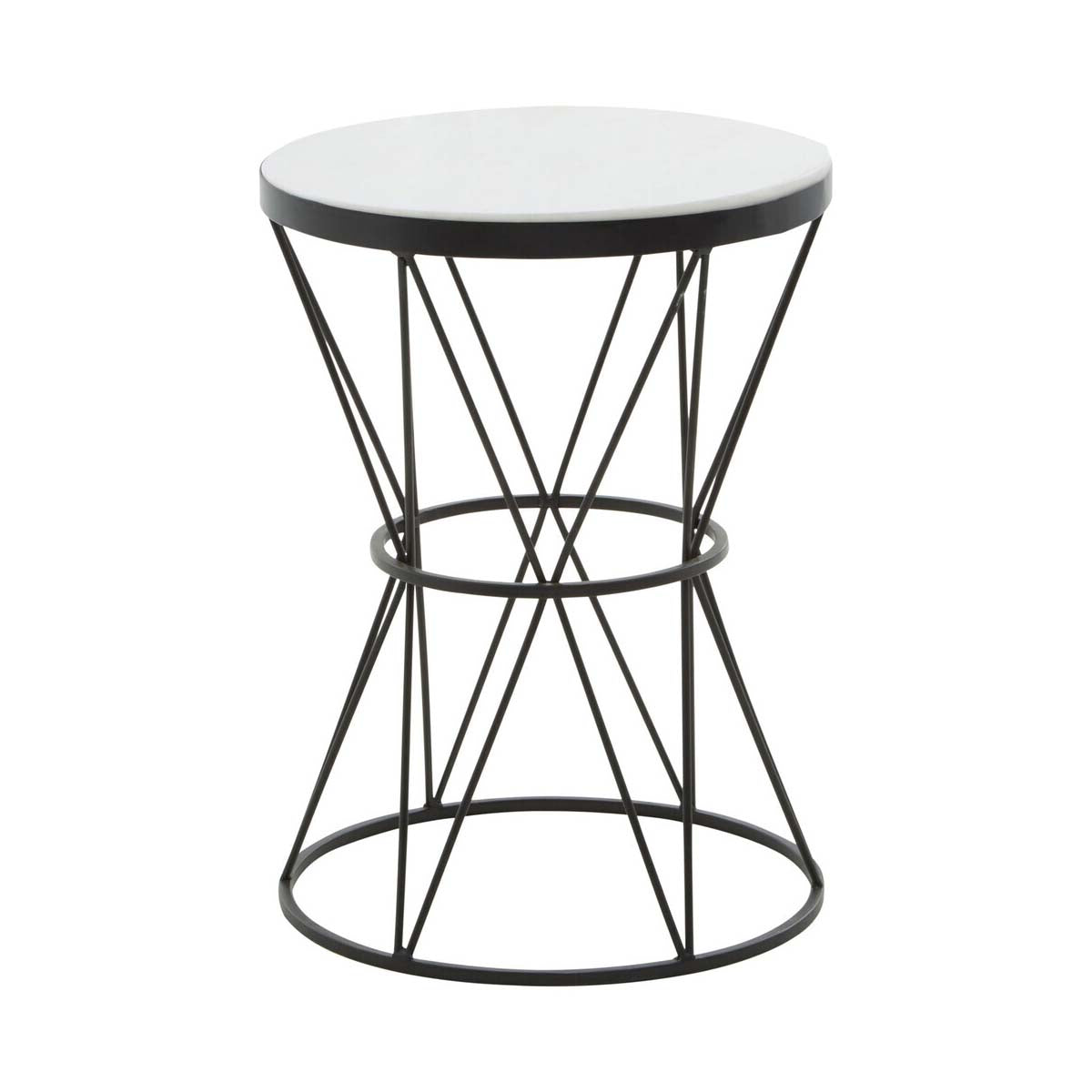 Shalimar Round White Marble Top Side Table