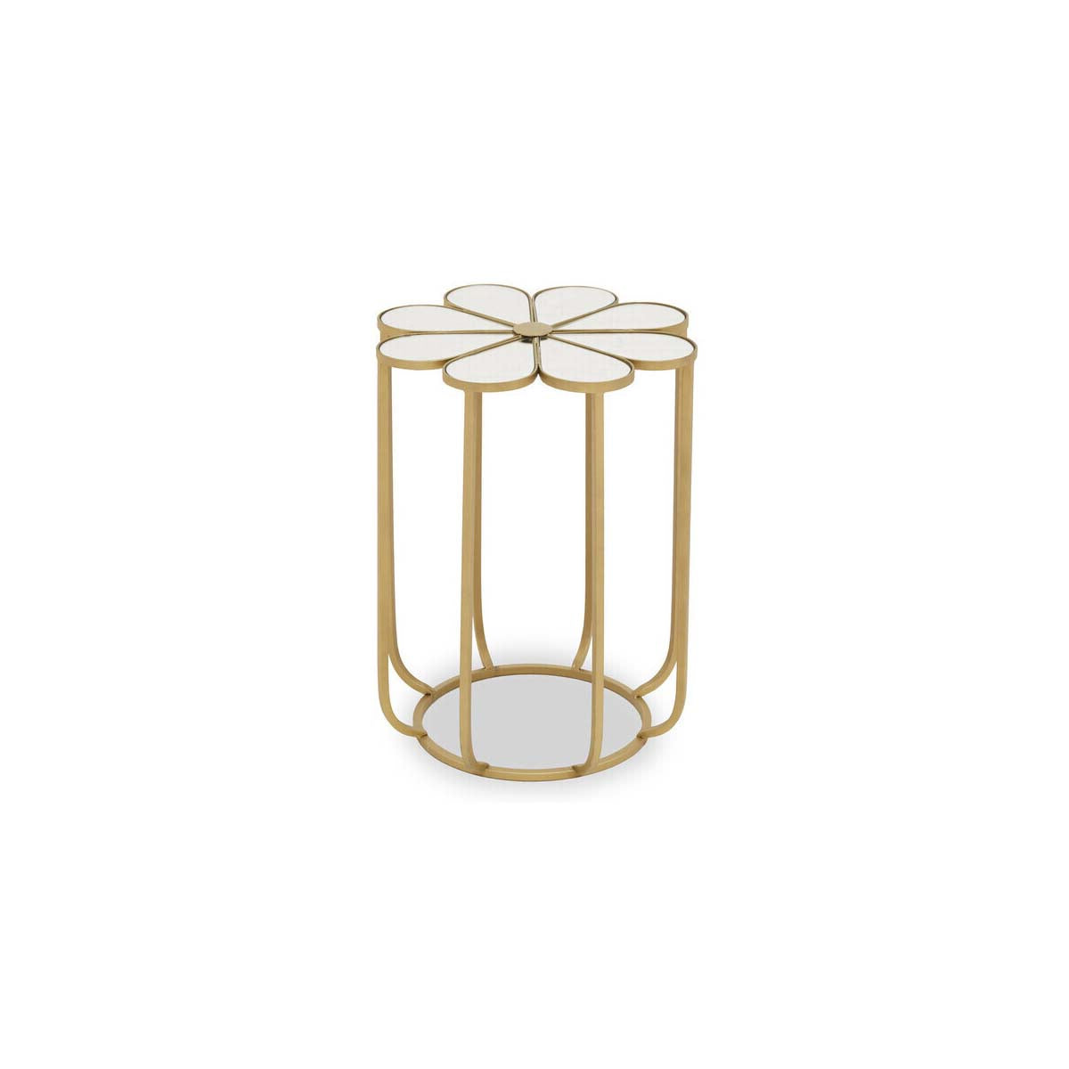 Rabia Petal Side Table With Mirrored Top