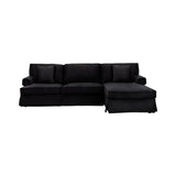 Ralph Three Seat Black Velvet Right Chaise Sofa