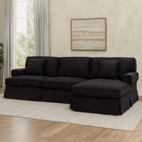 Ralph Three Seat Black Velvet Right Chaise Sofa