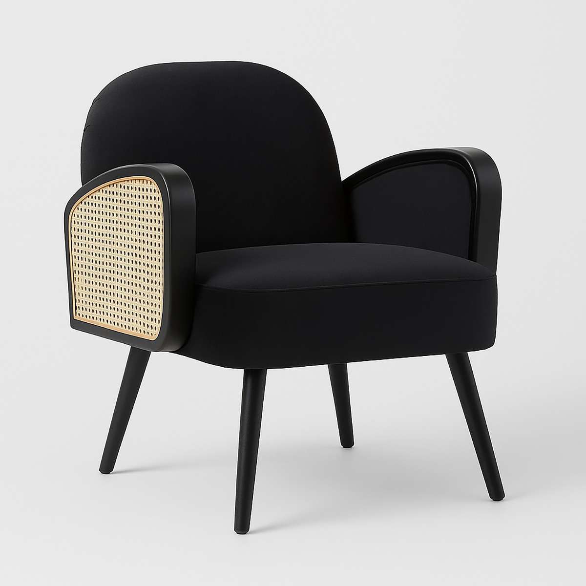 Hala Black Velvet Armchair