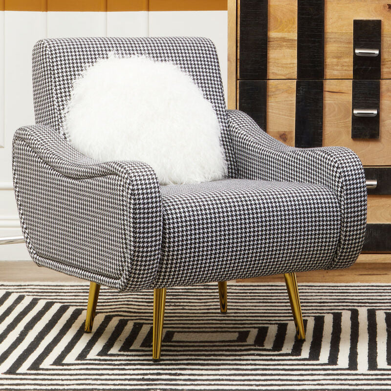 Holli Black And White Checked Armchair