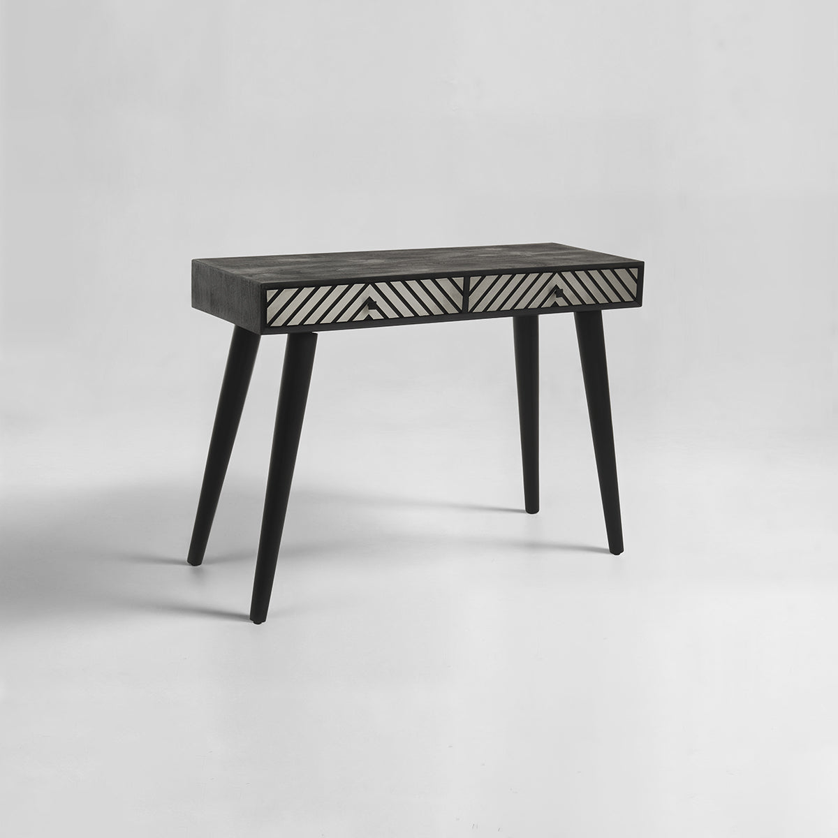 Boho Black and White Two Drawer Console Table