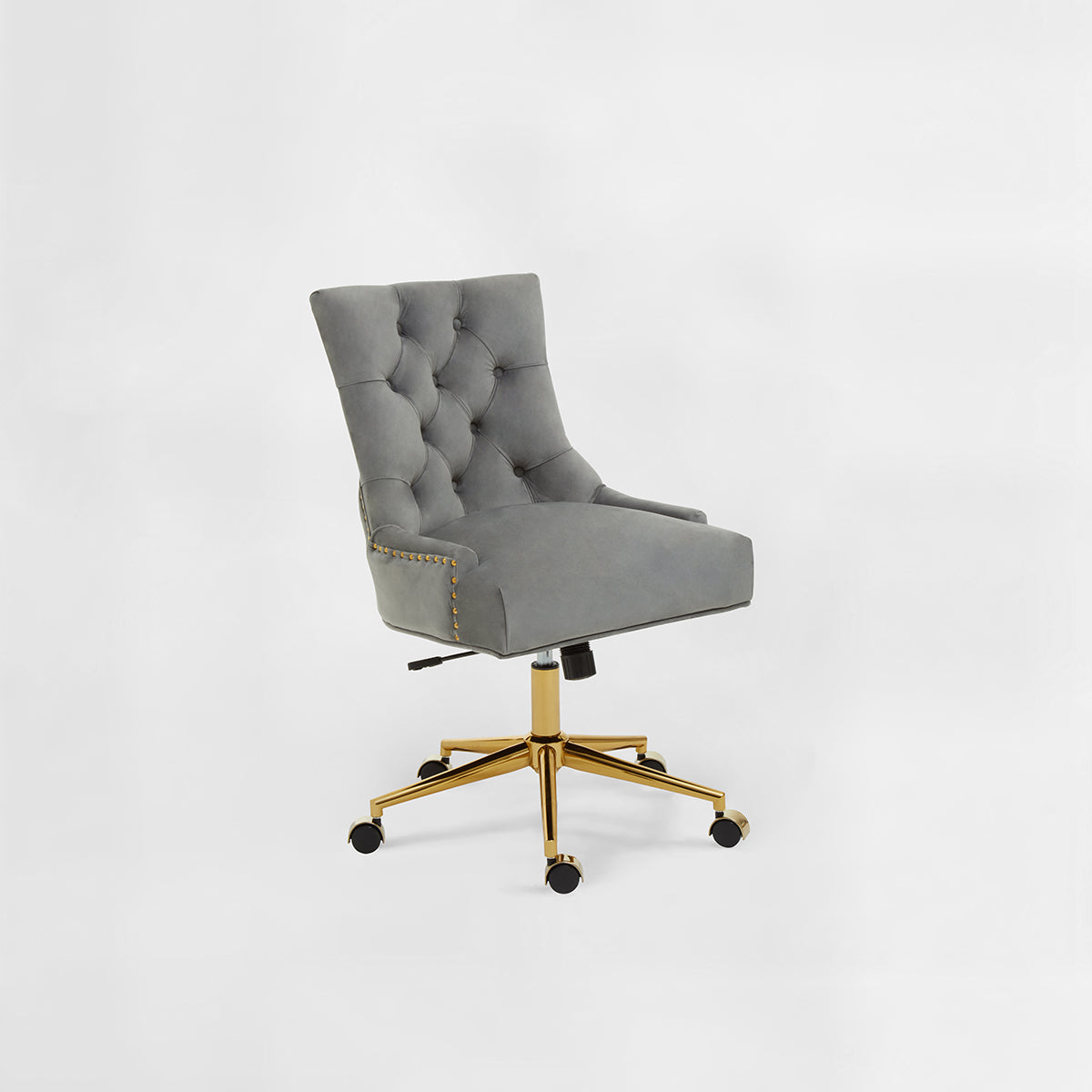 Anita Grey Velvet and Gold Base Home Office Chair