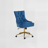 Anita Blue Velvet and Gold Base Home Office Chair