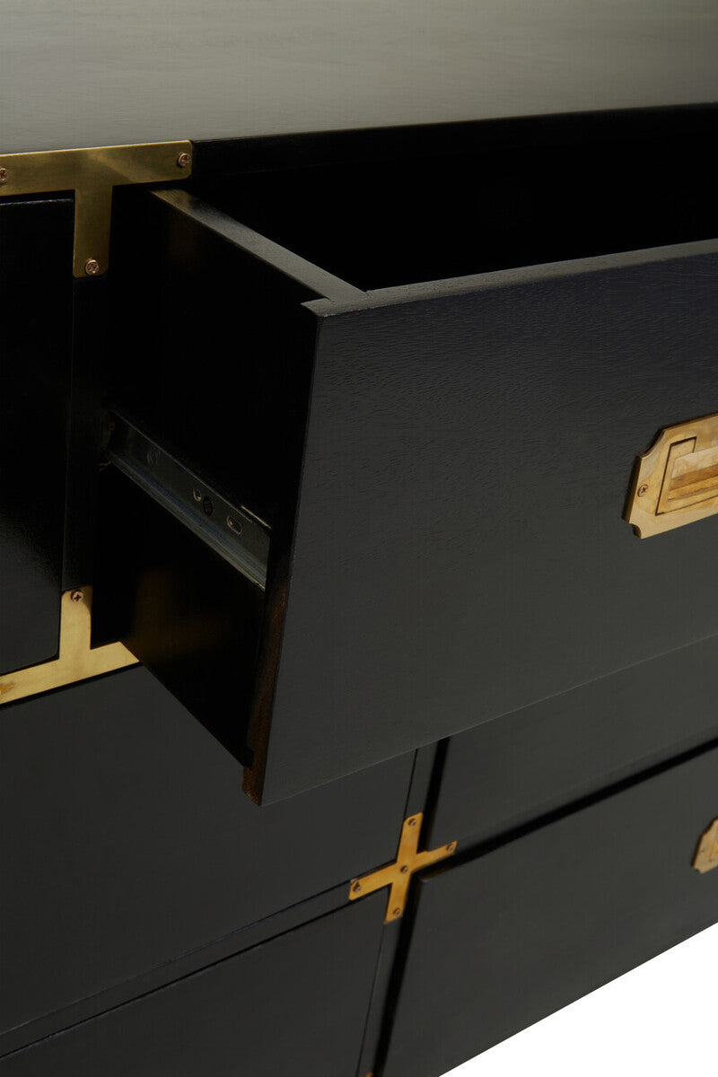 Sarter Seven Drawer Black Mango Wood Chest