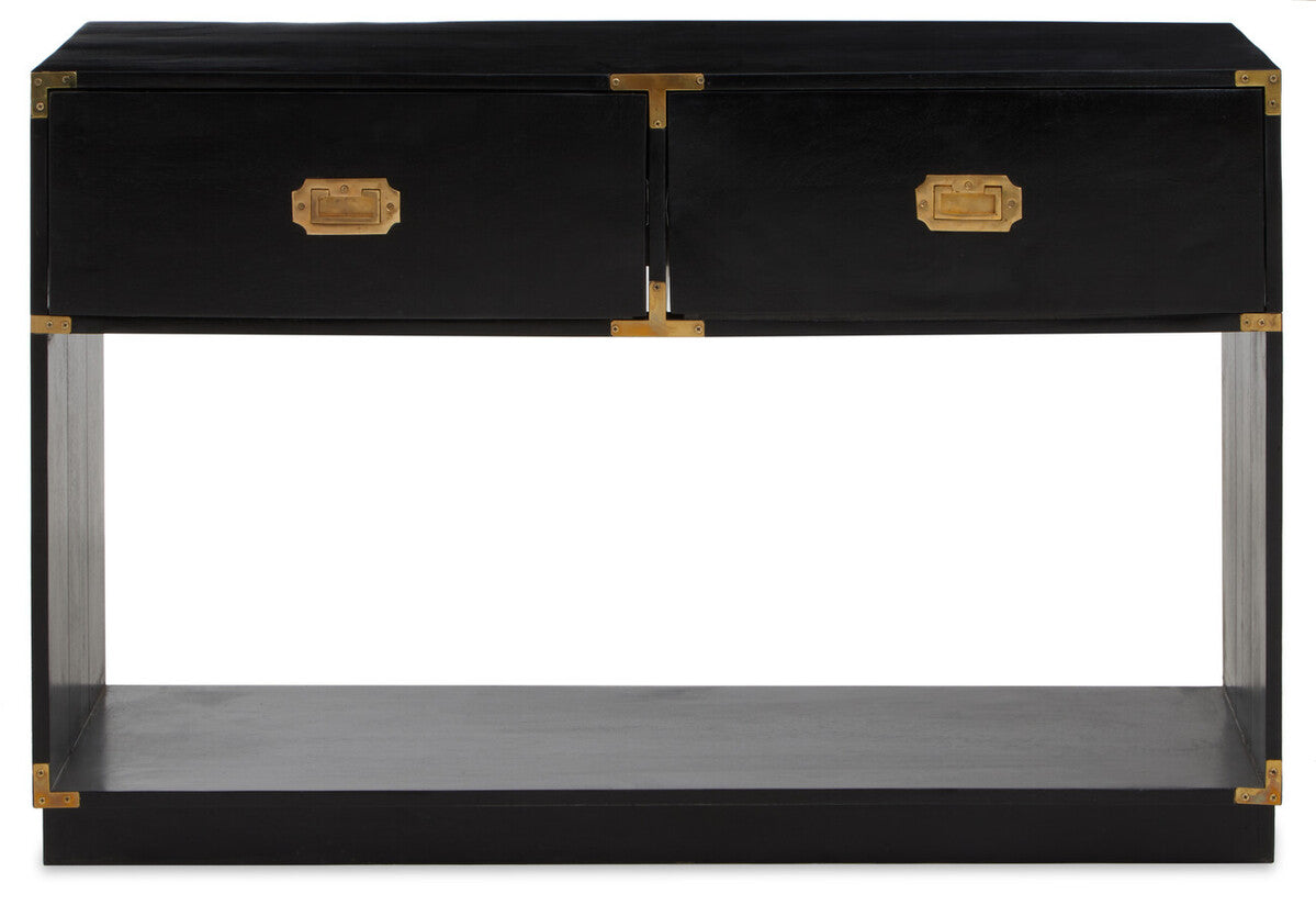 Sarter Two Drawer Black Mango Wood Console Table