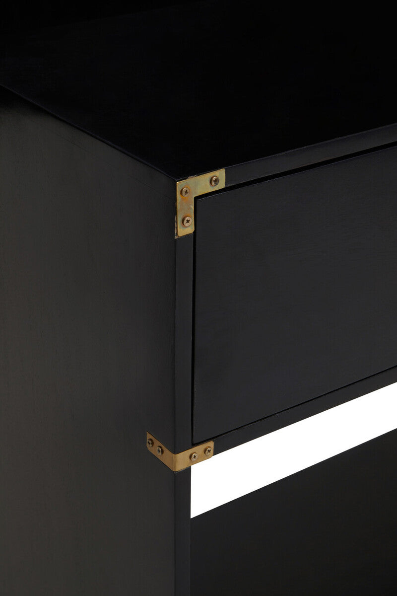 Sarter Two Drawer Black Mango Wood Console Table