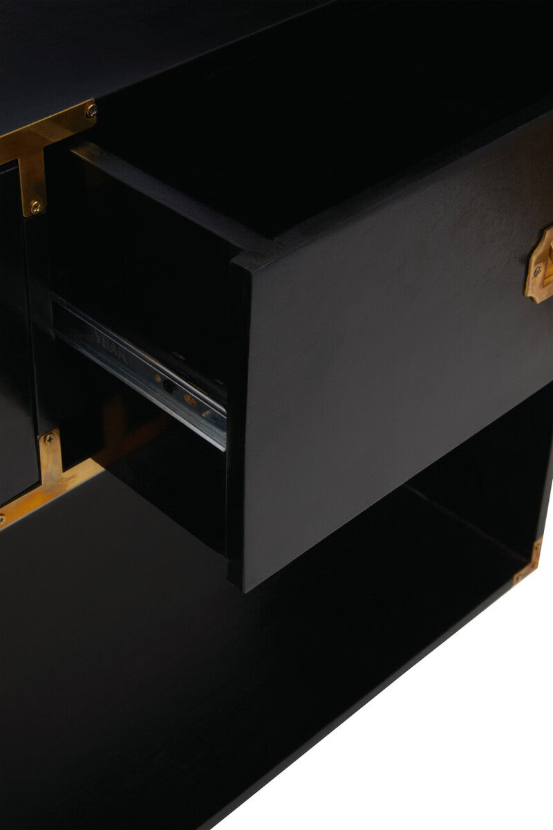 Sarter Two Drawer Black Mango Wood Console Table