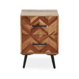 Boho Two Drawer Bedside Table in Mango Wood