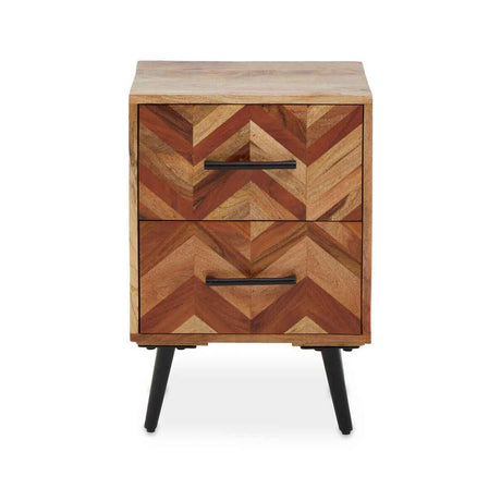 Boho Two Drawer Bedside Table in Mango Wood