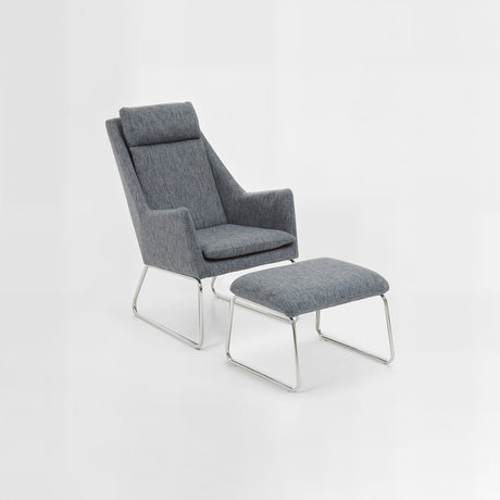 Azalea Grey Fabric Lounge Chair And Footstool Set