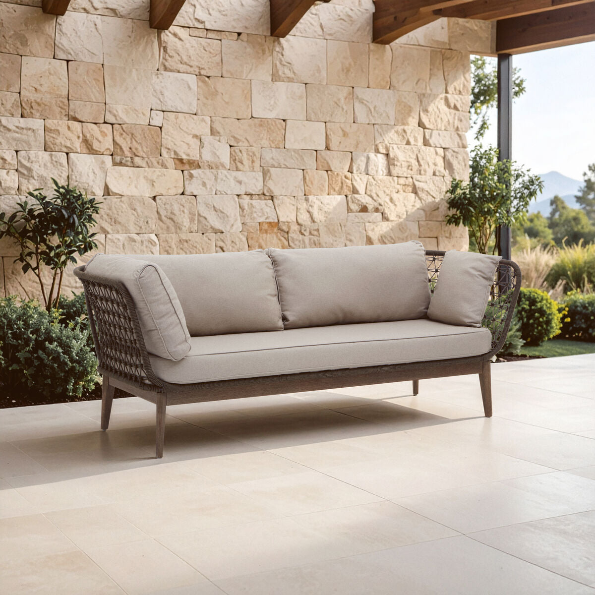 Opus Three Seat Bronze and Charcoal Sofa