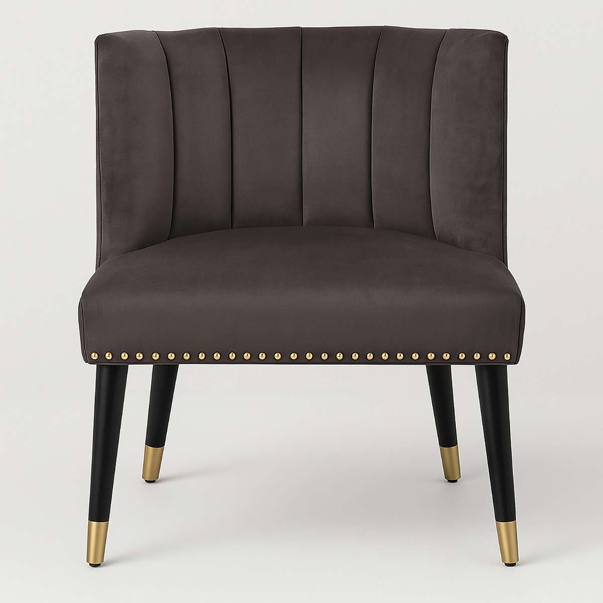 Doucet Stone Grey Velvet Chair With Blac