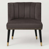 Doucet Stone Grey Velvet Chair With Blac