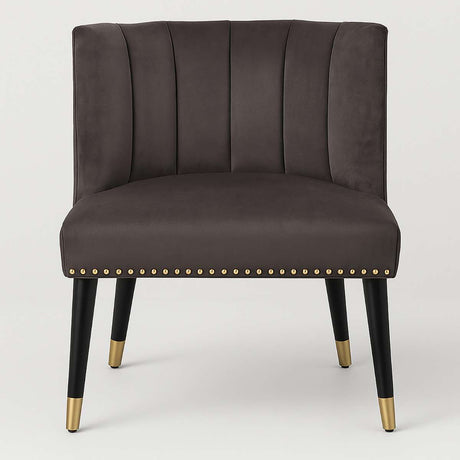 Doucet Stone Grey Velvet Chair With Blac