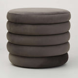 Helen Graphite Velvet Round Footstool