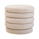 Helen Cream Velvet Round Footstool