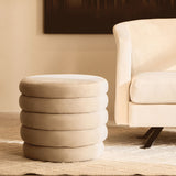 Helen Cream Velvet Round Footstool