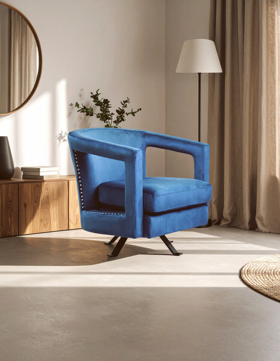 Hestia Blue Velvet Revolving Chair