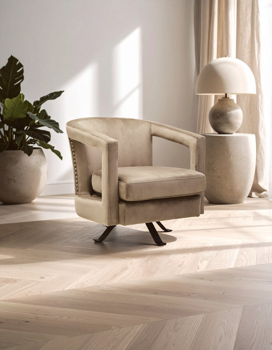 Hestia Mink Velvet Revolving Chair