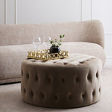 Haley Mink Velvet Round Footstool