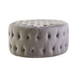 Haley Grey Velvet Round Footstool